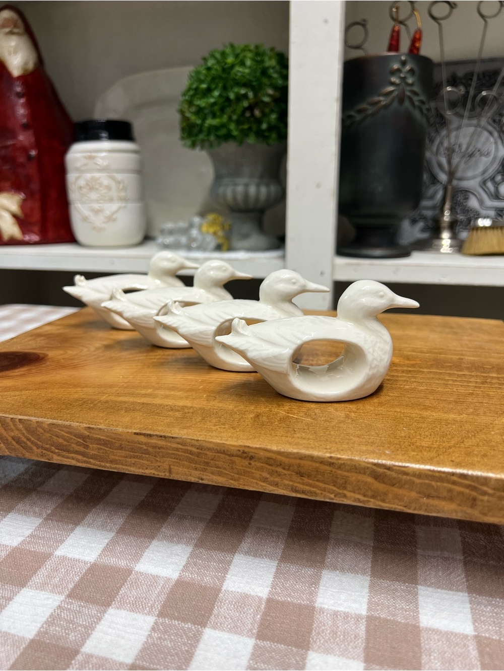 Vintage white duck napkin rings decor country grandma core